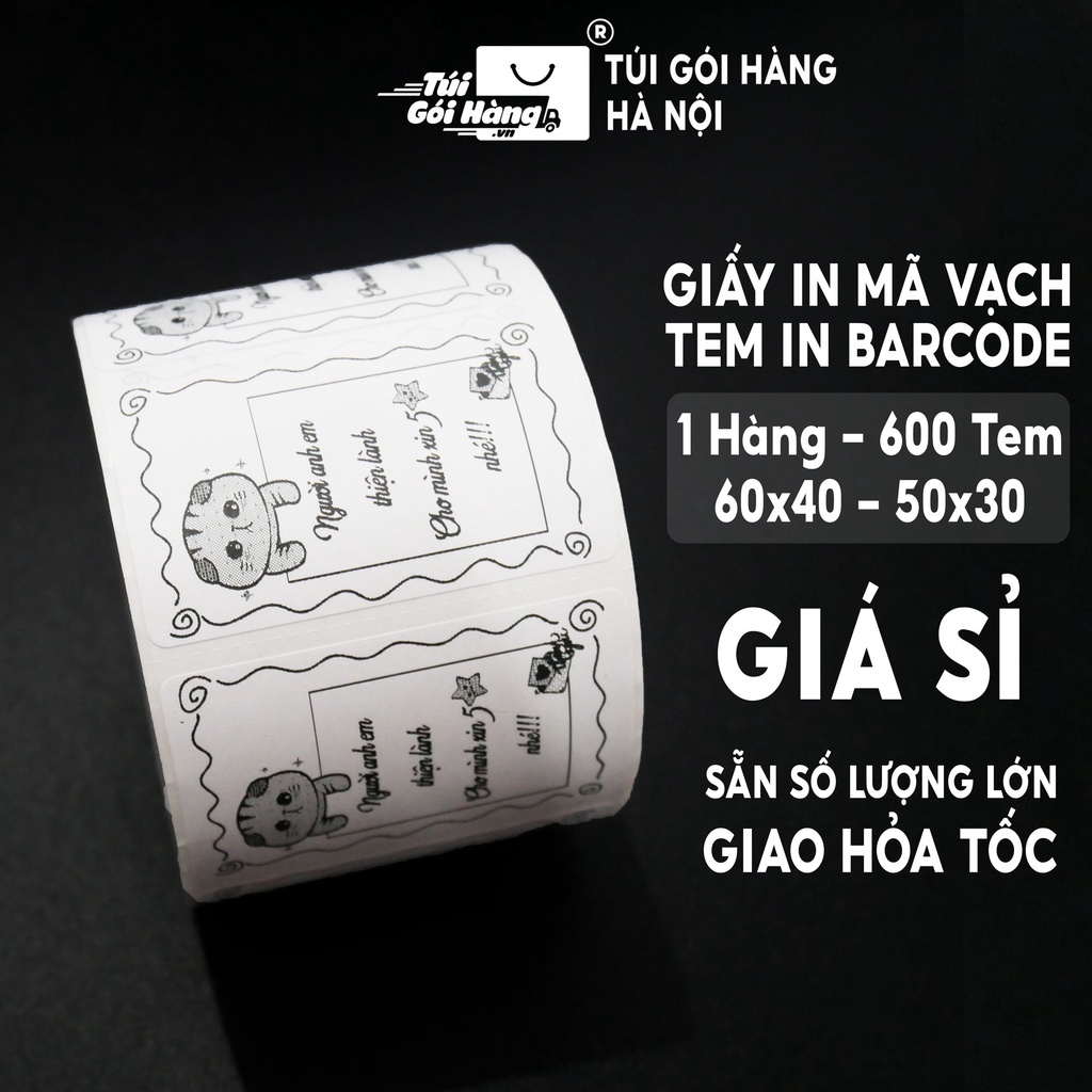 Giấy In Mã Vạch In Barcode 1 Tem, 2 Tem, 3 Tem Các Kích Thước 100x22, 70x22, 60x40, 50x30 Giá Tốt