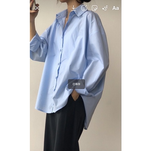 Áo Sơ Mi Xanh Oversize
