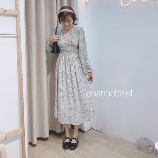 Váy hoa nhí cổ V nhún eo dáng mới siêu tôn dáng Ulzzang style🌸 VKE9133 Hàng Quảng Châu | BigBuy360 - bigbuy360.vn