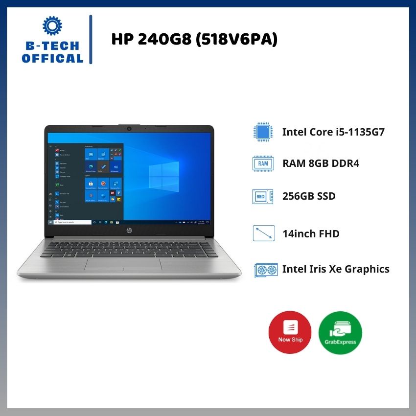 [ TẶNG VOUCHER 150K ] Laptop HP 240G8 (518V6PA)/ Intel Core i5-1135G7 (2.40 GHz, 8 MB) - Laptop chính hãng