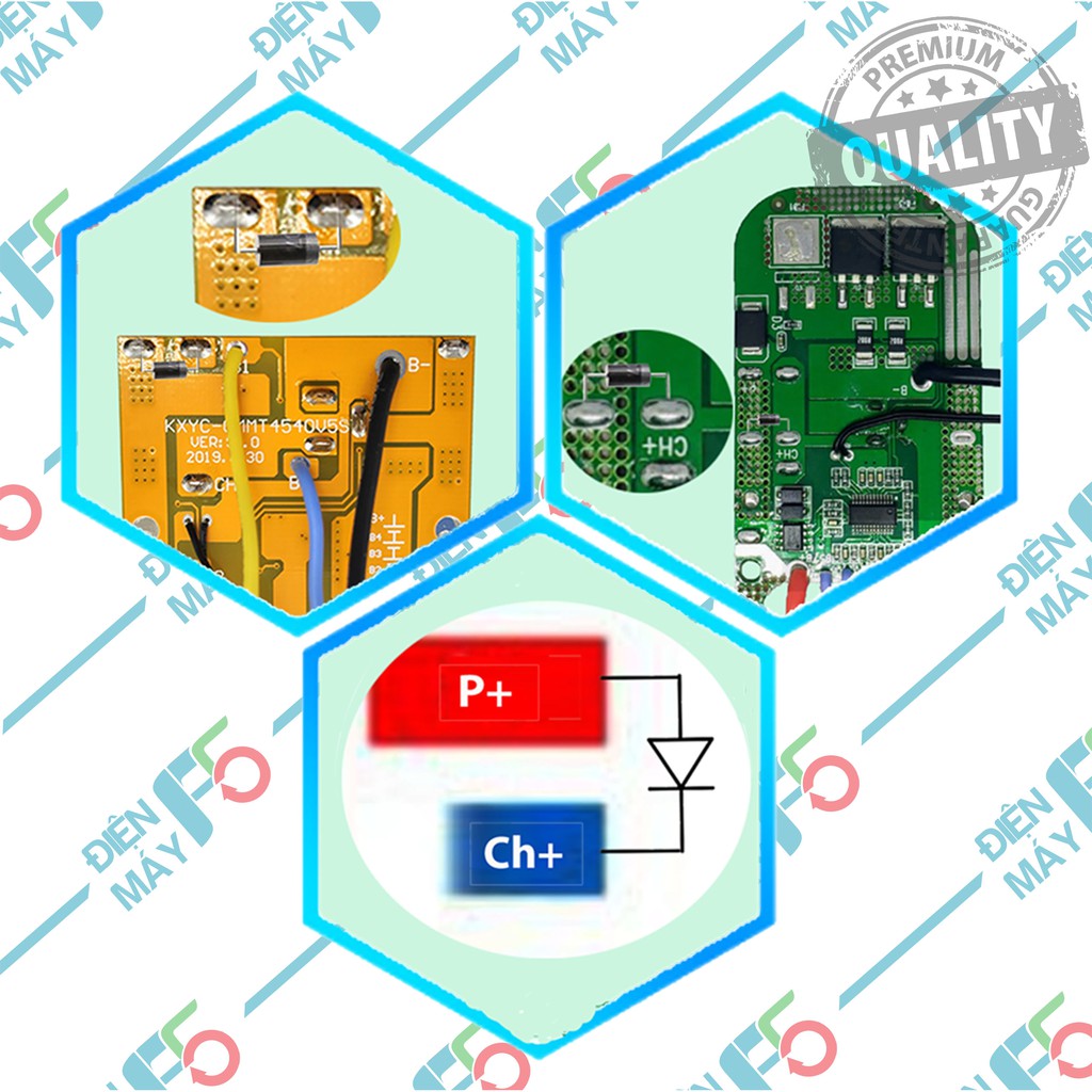 DMF5 Diod Diot lấy volt chân C+ mạch Makita adaptor, chạy máy 3 chân pin