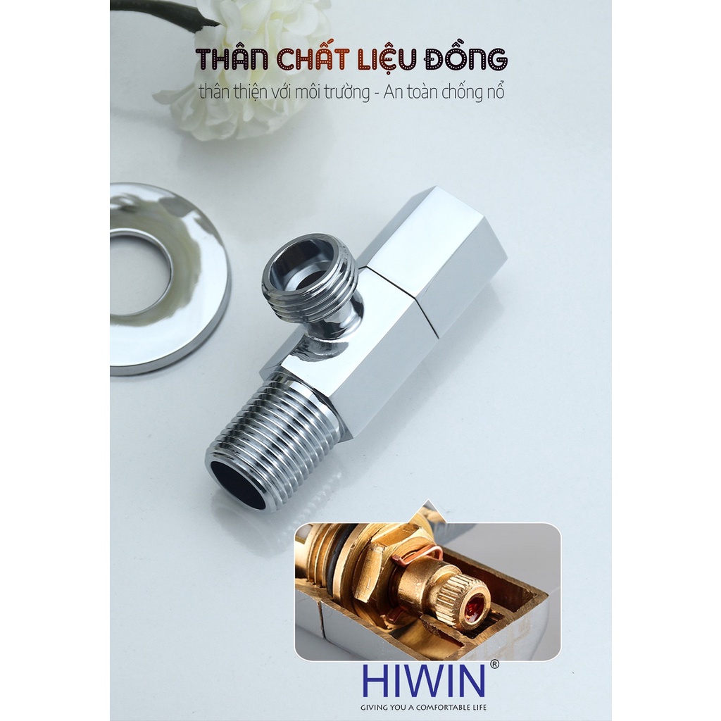 Van T chia nước vòi sen vòi xịt, van giảm áp lực nước chất liệu đồng mặt gương HIWIN JF-3061