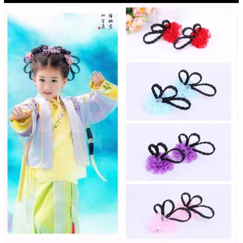 Combo 2 kẹp tóc búi nơ cổ trang cho bé