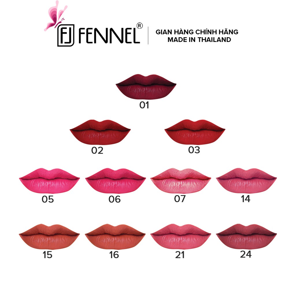 Son lì bền màu chính hãng Thái Lan Fennel Matte Lipstick cho đôi môi căng đầy quyến rũ 4gr