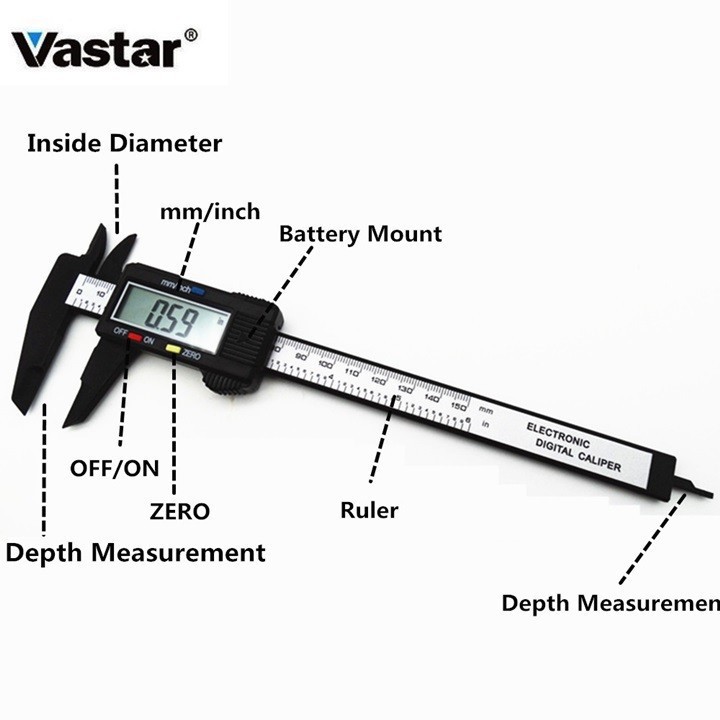 Thước Cặp Vastar Đo Cơ Khí Điện Tử 150mm Có Màn Hình LCD