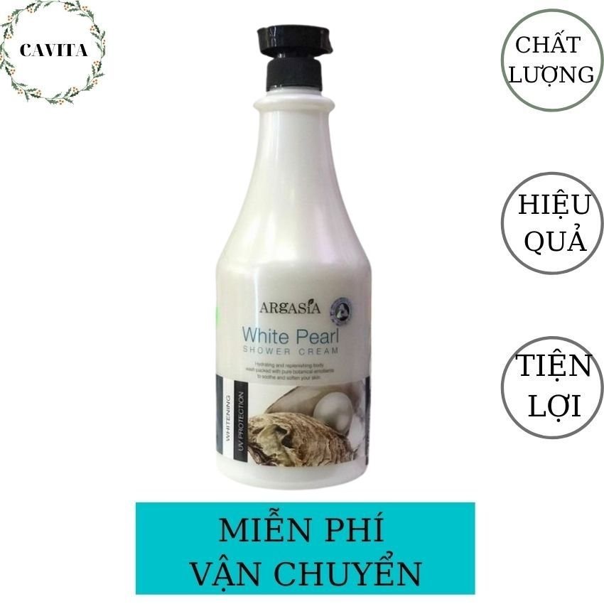 Sữa Tắm Trắng Da Argasia Ngọc Trai 1100ml Malaysia CAVITA giúp bật tông da, mịn màng, trắng sáng, dưỡng ẩm