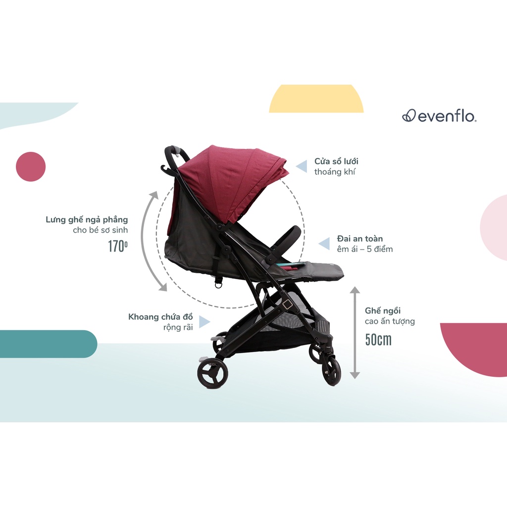 Xe Đẩy Evenflo Waav Compact Maroon