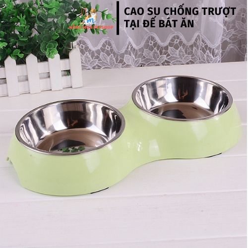 Bát ăn cho mèo đôi lõi Inox không rỉ cho chó mèo
