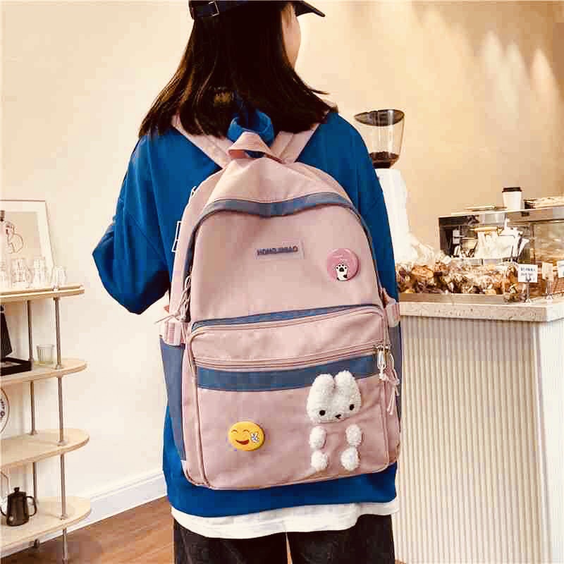 Balo nữ gấu nhỏ xinh chất dù mềm đẹp nữ tính đáng yêu