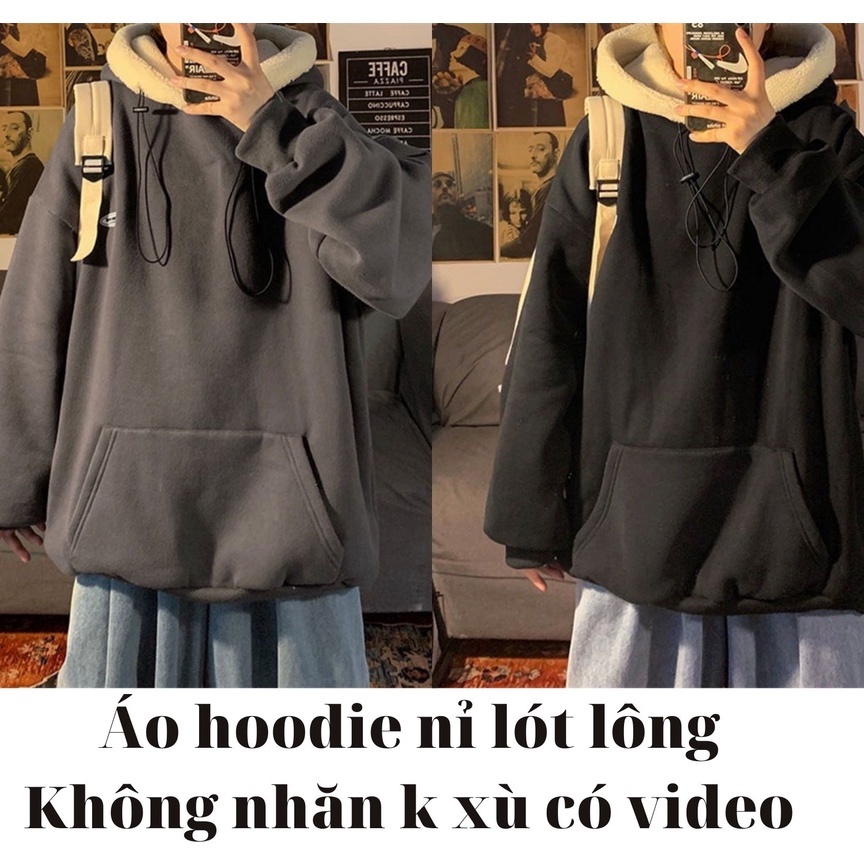 [Mã 12FASHIONSALE1 giảm 10K đơn 50K] Áo hoodie nỉ lót lông Mũ bông Trắng không nhăn không xù ảnh thật | BigBuy360 - bigbuy360.vn