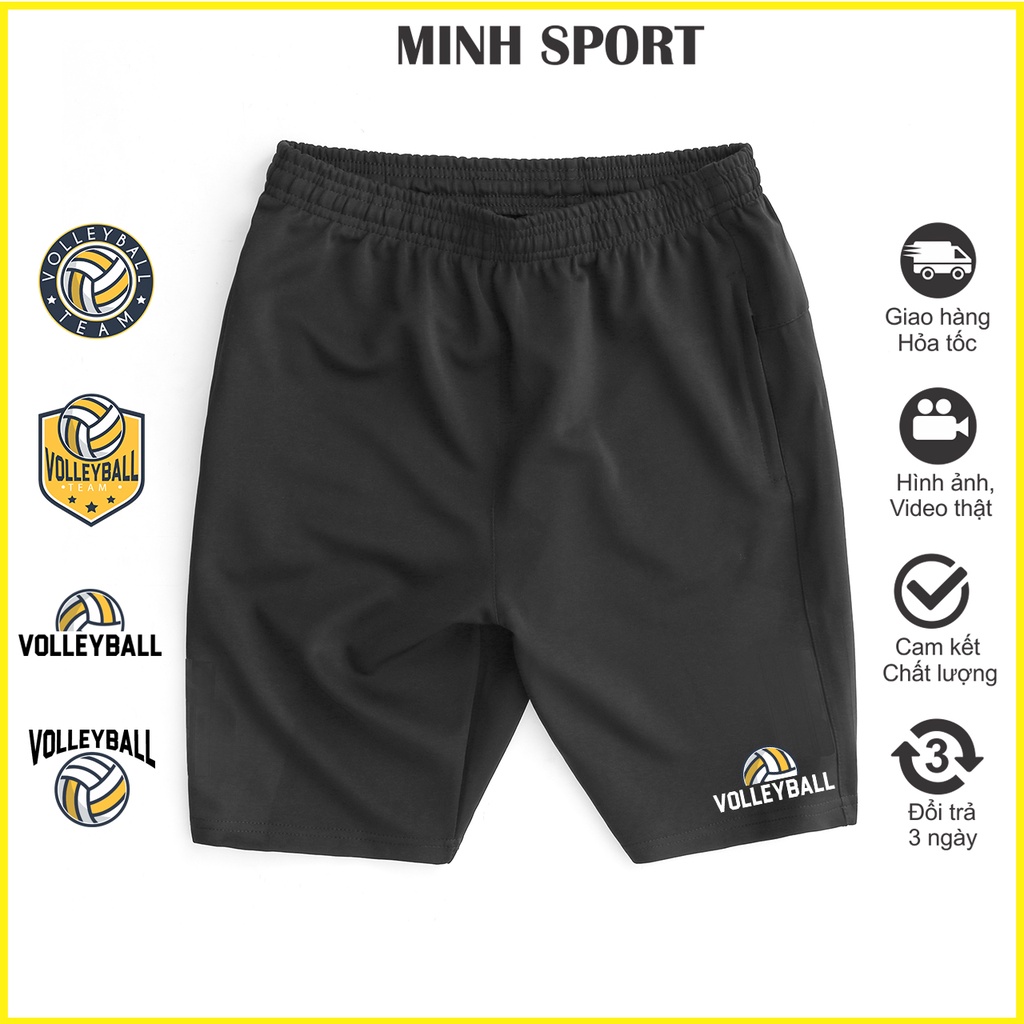 Quần Short Thể Thao Nam Bóng Chuyền Vải Thun Poly 2 Da Dày Dặn, Cao Cấp mã QUAN.25