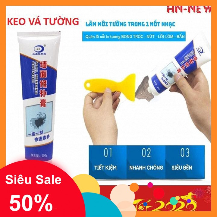 Bán sỉ-Keo vá trám tường, phục hồi vết nứt, mốc, bẩn, làm mới tường nhà - 250g