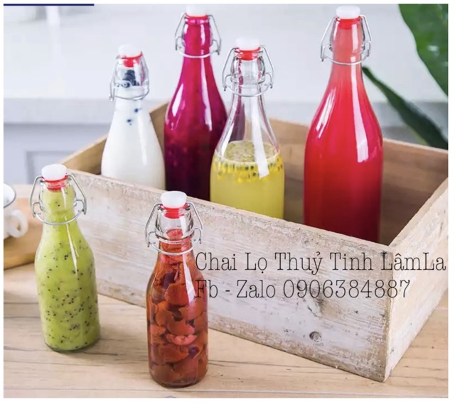 Chai Thuỷ Tinh Tròn Gọng Sắt 250ml - 500ml - 1000ml | Ngâm Củ Sâm , Đựng Nước Ép Trái Cây , Sữa Hạt