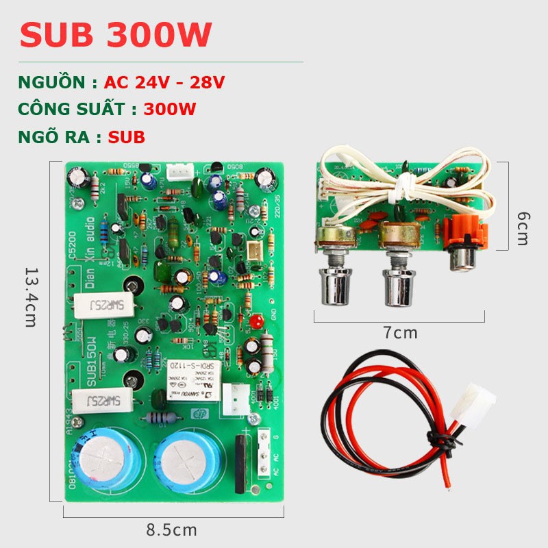 Mạch khuyếch đại công suất BTL  Model : SUB 300W Pre : 4558 Control Sub, Volume Công suất 350W Điện thế : 24V - 28V