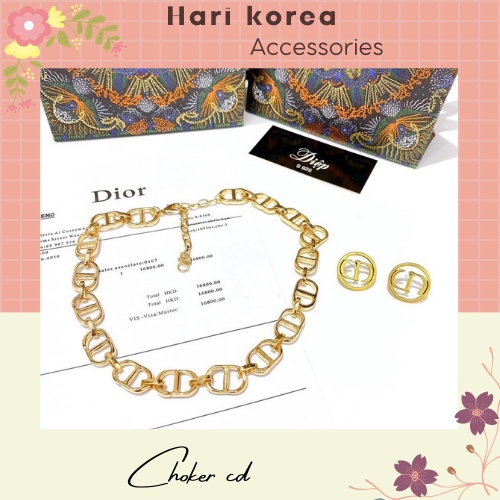 Choker CD hàg CC bản to đeo sang chảnh Hàng Có Sẵn