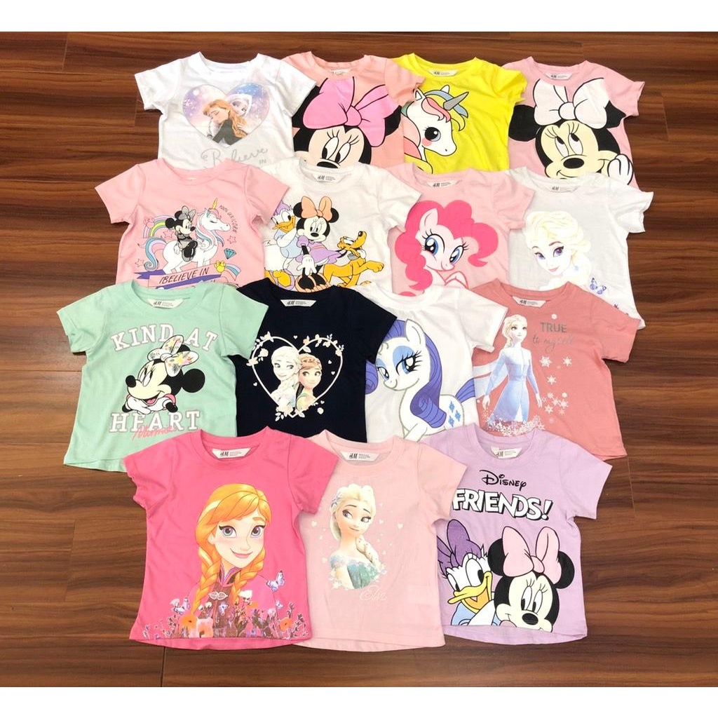 (9-32kg) Áo cộc tay bé gái H.M in hình elsa pony chất cotton mềm mát Phần 2