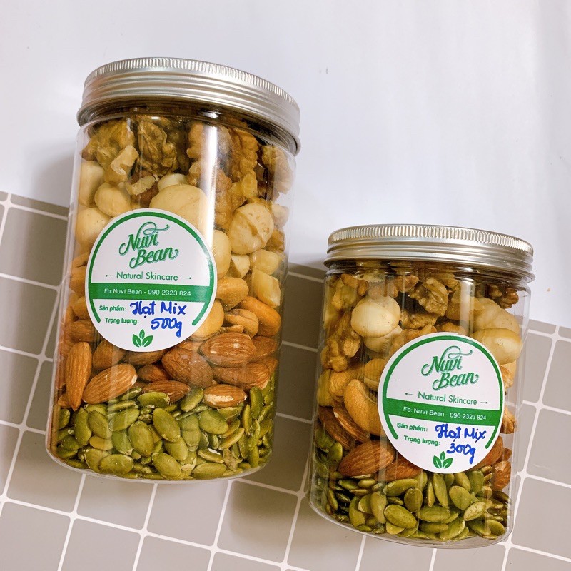 Hũ 300g/500g Hạt Mix nuts - hạt dinh dưỡng ăn vặt (hạt bí,hạnh nhân, macca, hạt điều, óc chó)