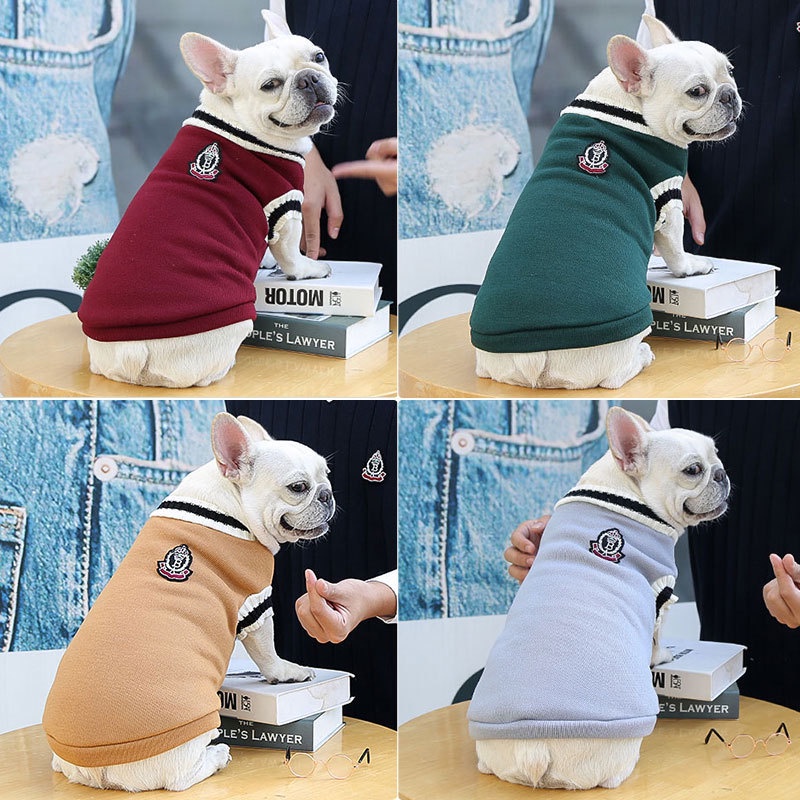 [Mấu mới] Áo cho chó mèo, áo nỉ ấm áp, tay bo, áo co giãn thoải mái, logo học sinh dê thương