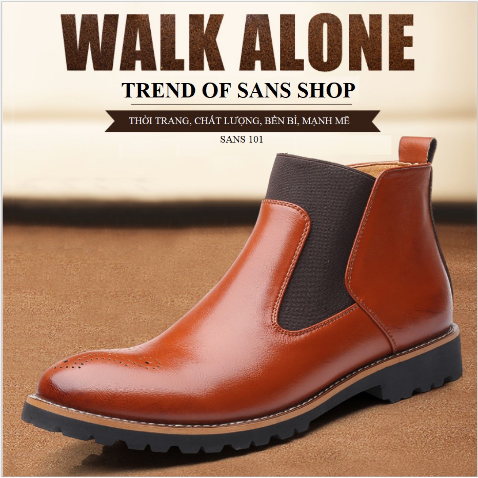 Giày chelsea boots nam da bò giày boot nam cổ cao Sans101 Sans Shop