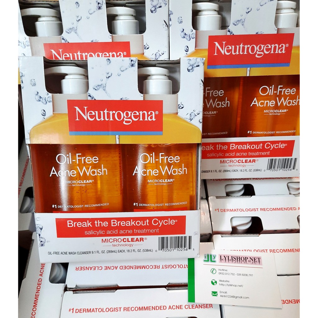 date 7/24 - Sữa Rửa Mặt  Neutrogena Oil Free Acne Wash chai 269 ml từ Mỹ