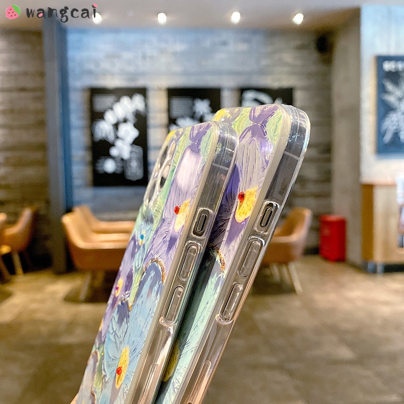 Ốp Điện Thoại Mềm Hình Hoa Màu Xanh Dương Lấp Lánh Cho iPhone 13 12 11 Pro Max XS Max XR X 7 8 6 6s Plus