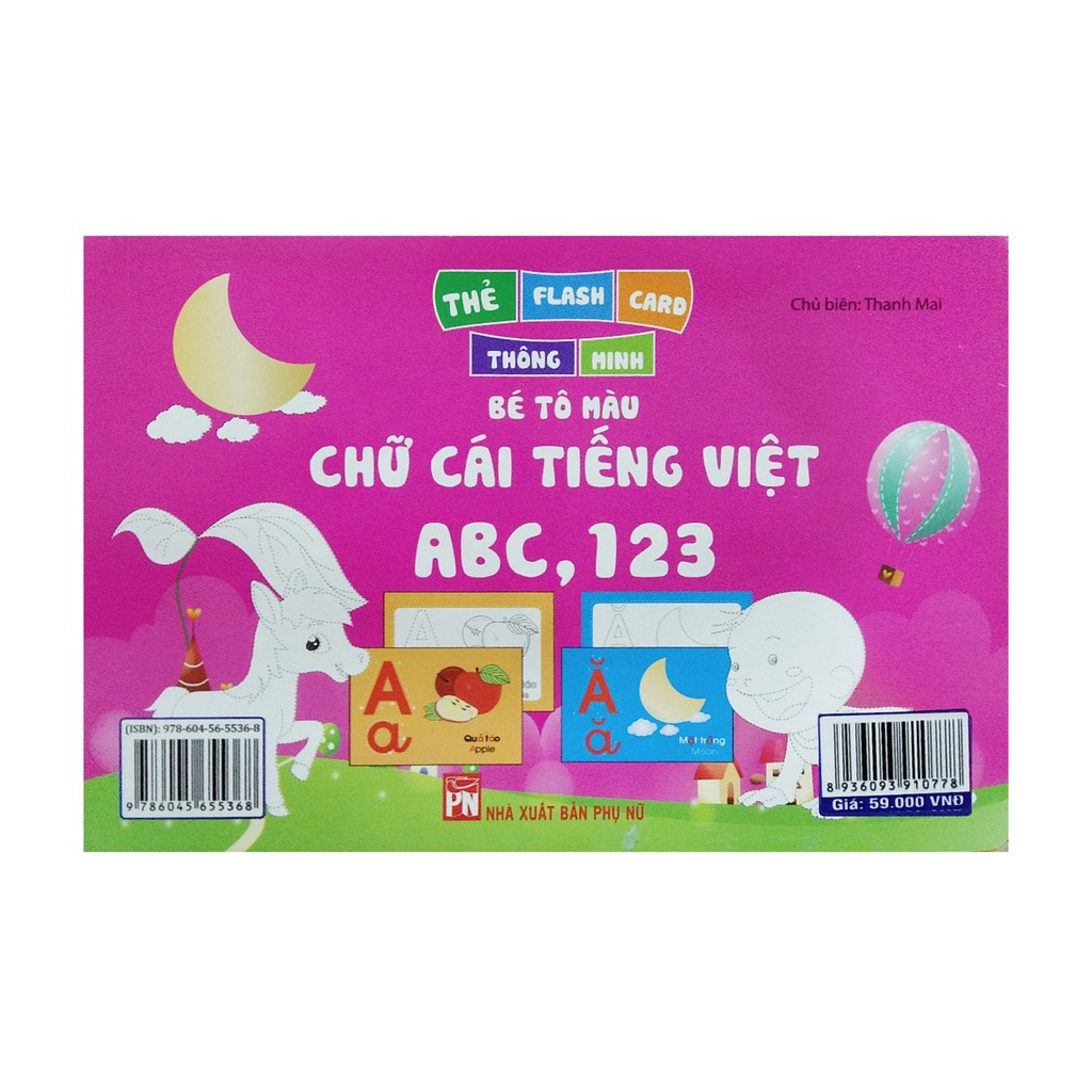 Thẻ Flash card thông minh bé tô màu chữ cái tiếng việt ABC, 123