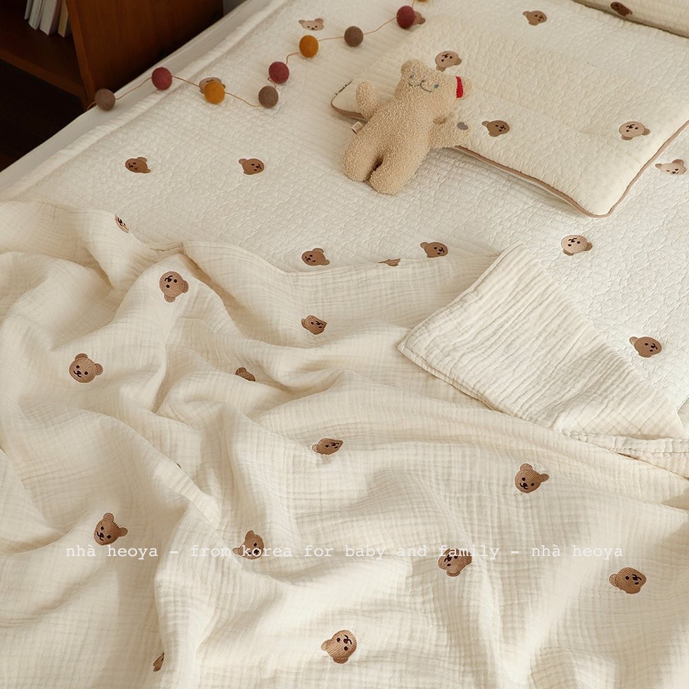 ĐỒ PHÒNG NGỦ CHĂN XÔ CHĂN LÔNG TUYẾT GỐI MỎNG GỐI ÔM QUILTING THÊU CHEZBEBE HÀN QUỐC