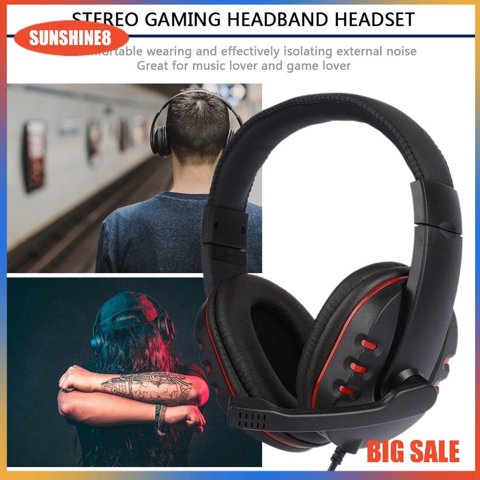 【SUN】Laptop PC Computer Headphone Stereo Gaming Headband Headset 3.5mm Jack Wired