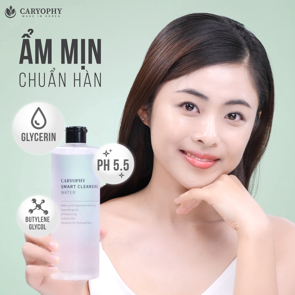 Nước tẩy trang cho da dầu mụn hàn quốc không cồn dành da nhạy cảm Caryophy 60ml