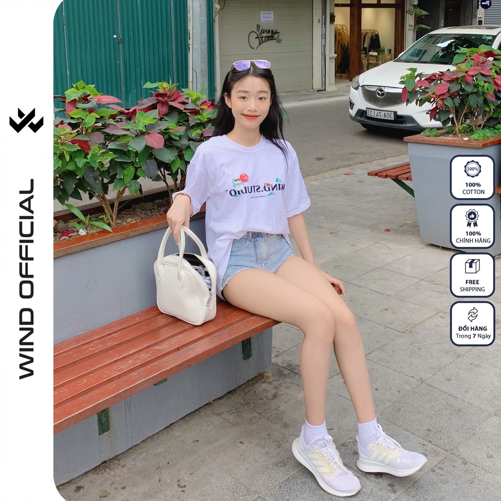 Áo thun tay lỡ form rộng WIND phông unisex 65% Shark nam nữ oversize ulzzang