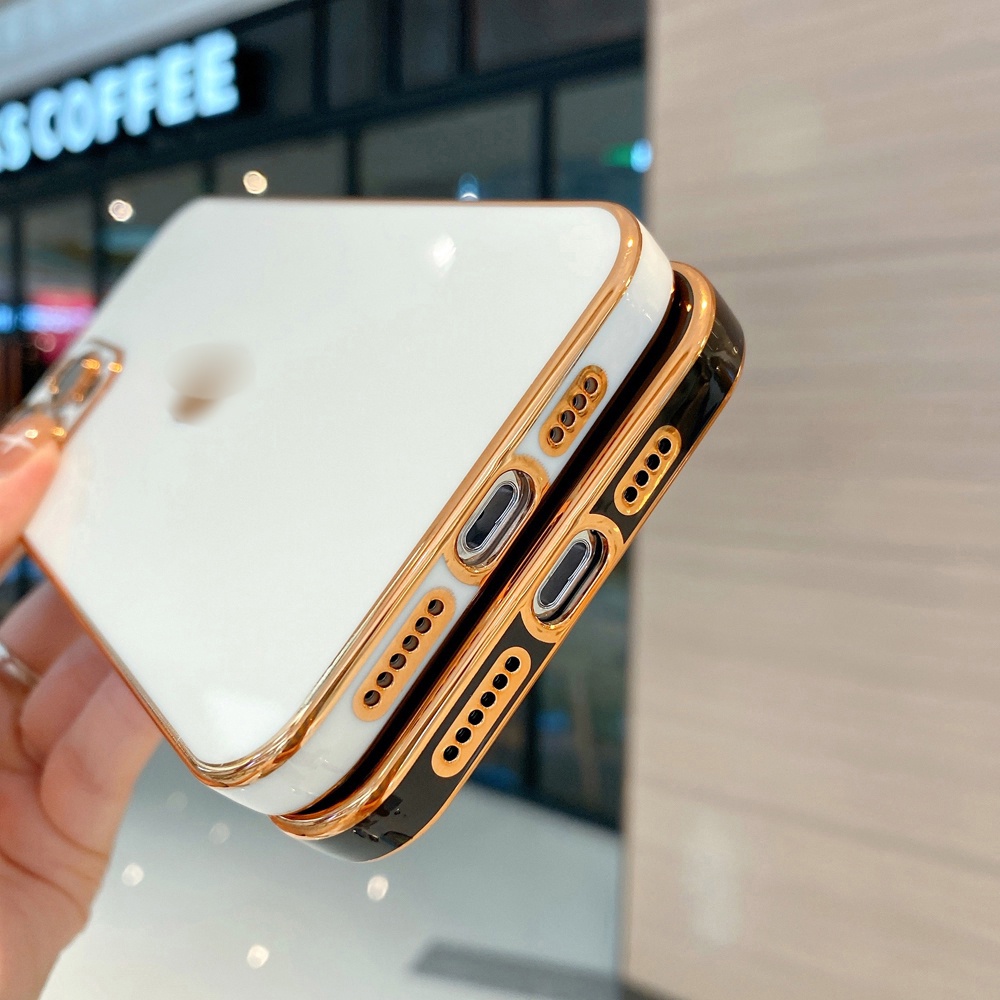 Ốp điện thoại mềm mạ vàng bảo vệ camera cho IPhone 13 12 11 Pro Max XS Max XR X 8 7 Plus