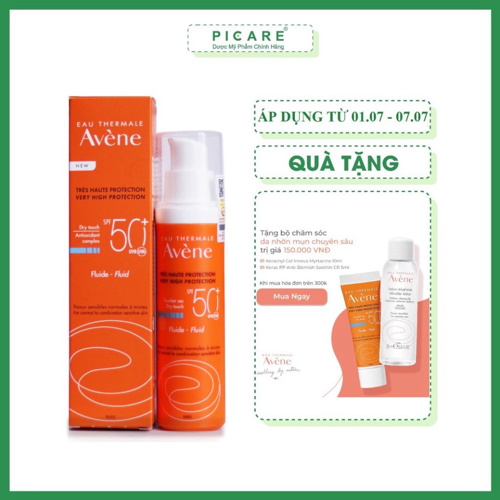 [CHÍNH HÃNG] Avene Kem Chống Nắng Cho Da Thường, Da Hỗn Hợp Protection Fluid SPF50+ 50ml