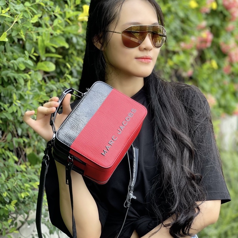 Túi Marc Jacobs the Box colorblock đen - đỏ