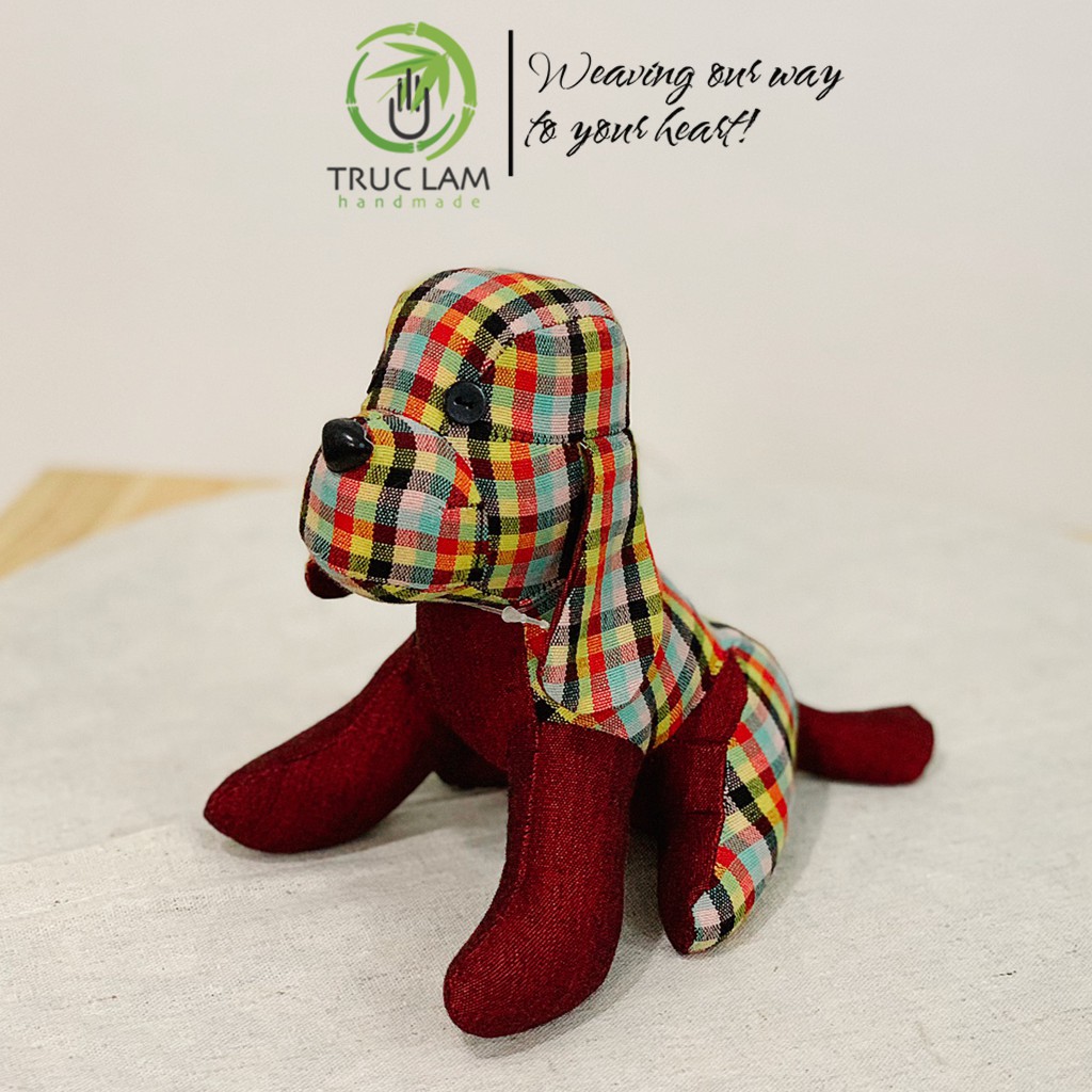 Đồ Chơi Cho Bé Thú Nhồi Bông Hình Chú Chó Ngồi Vải Dệt Tay Bông Gòn Cao Cấp Cỡ Nhỏ - Trúc Lâm Handmade