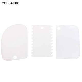 3Pcs Plastic Fondant Cake Cream Scraper Spatula Dough Cutter Kitchen Baking Tool