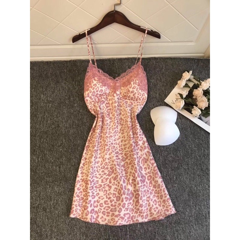 Bộ lụa satin beo hồng siêu xinh kenshop0602- đồ ngủ cao cấp  -KellyWang