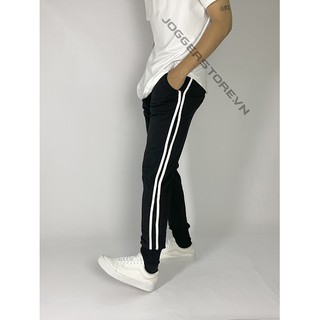 QUẦN JOGGER THUN ĐEN 2 SỌC - HÌNH THẬT SHOP TỰ CHỤP 100%