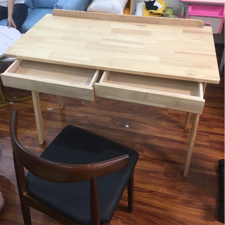 Bộ bàn ghế gỗ tự nhiên - Bàn ghế làm việc - Bàn có ngăn kéo kích thước 120cm