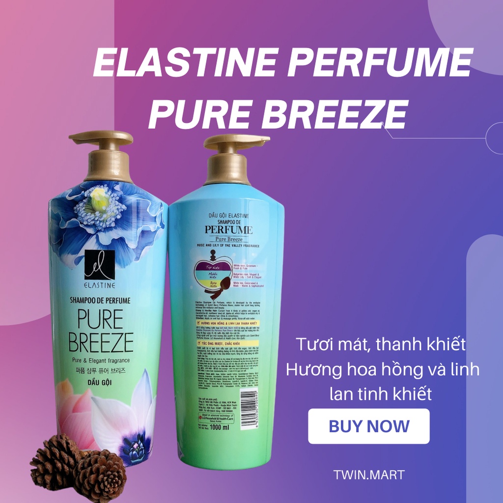 [ĐƠN 299K TẶNG DẦU GỘI 36K] Date xa 2024 - TPHCM Dầu xả Elastine dưỡng tóc hương nước hoa Pure Breeze - Hàn Quốc