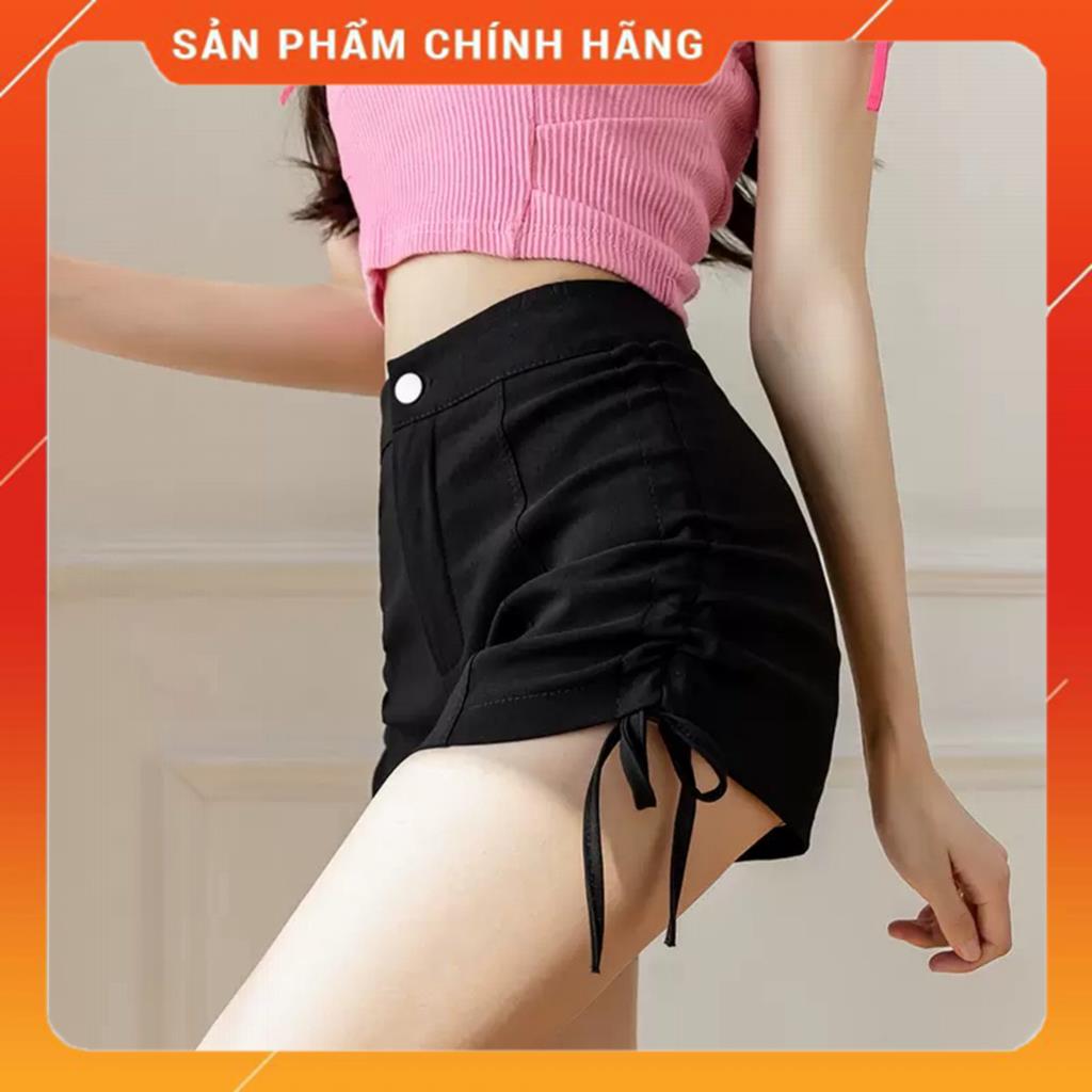 Quần short đùi nữ rút dây 2 bên, quần sooc lưng cao dáng ôm co giãn phong cách Hàn Quốc MSP77958 | BigBuy360 - bigbuy360.vn