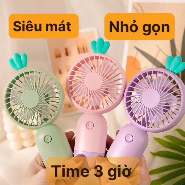 Quạt Tích Điện Handy Fan 300mAh,Quạt Cầm Tay mini Bỏ Túi, Kèm Cáp Sạc Usb Công Suất 4.5W Sủ Dụng 3 Giờ Full Box
