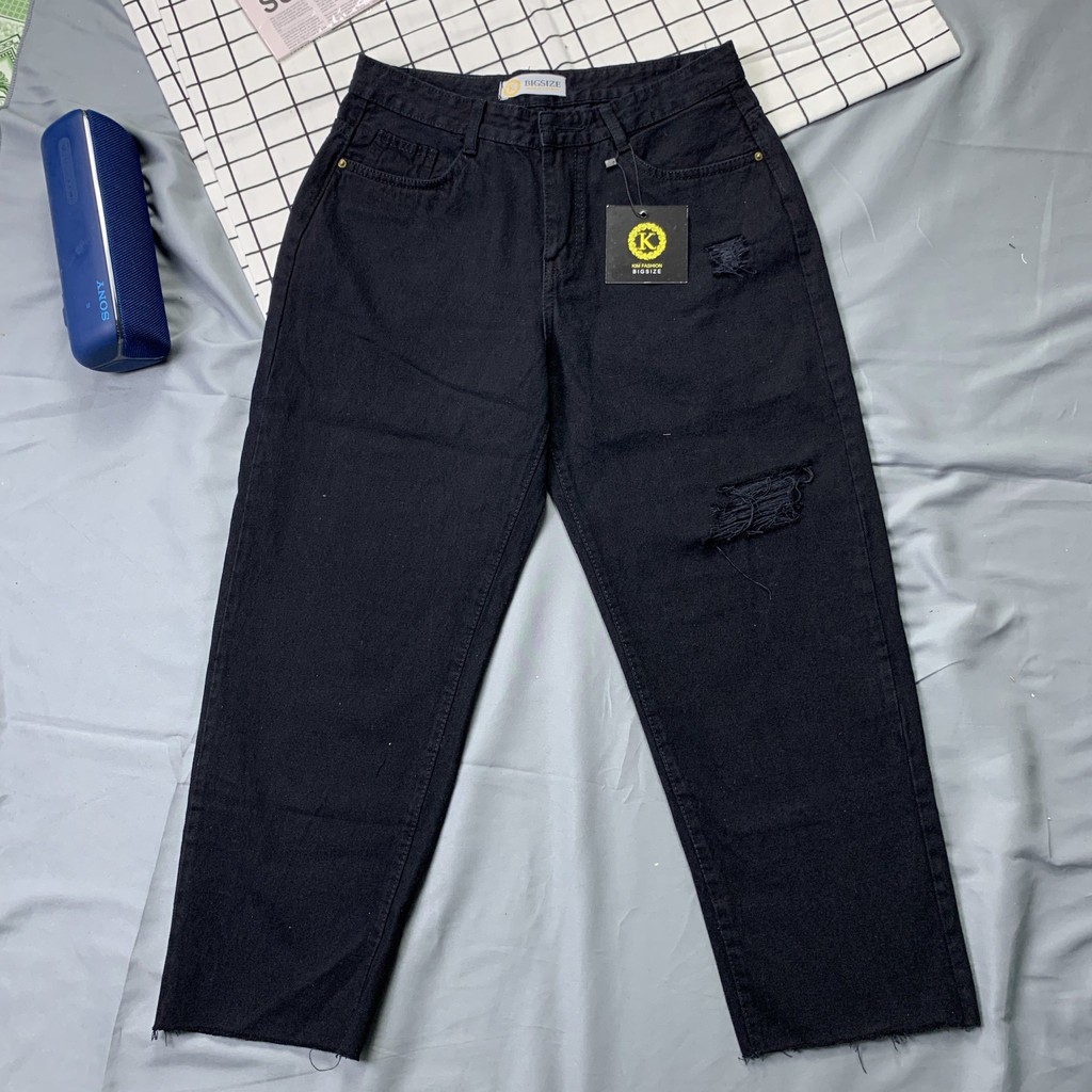 Quần jean đen baggy bigsize kimfashion, quần ulzzang form rộng bigsize BGD 75-84 từ 60-90kg