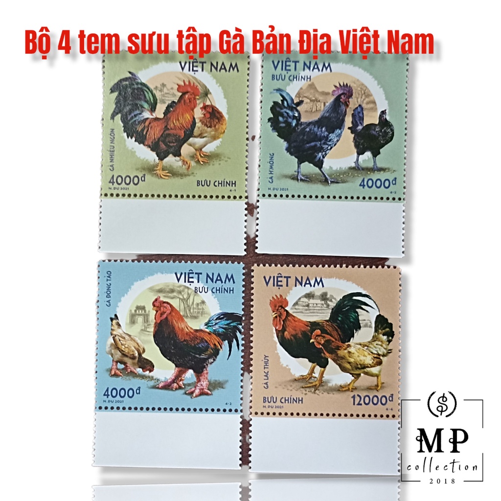 Bộ 4 tem sưu tầm Gà Bản Địa Việt Nam mã 1146