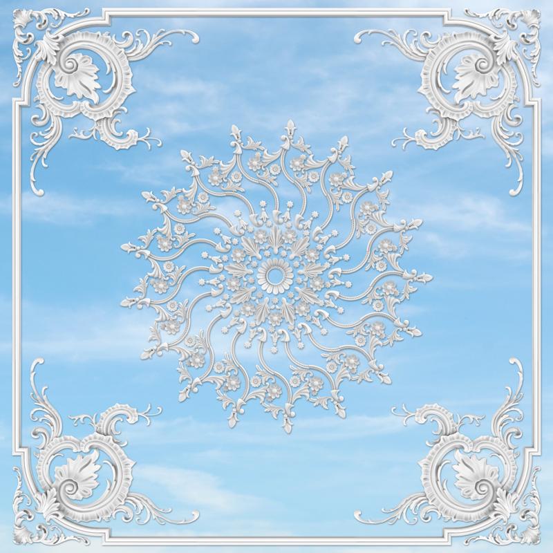 Tranh dán trần Hoa văn đẹp GL0123 in pp kim sa nhiều kích thước