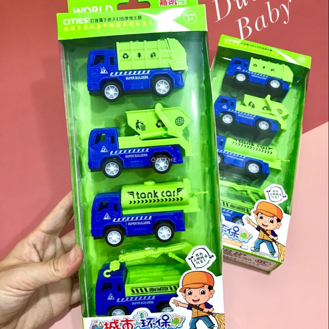 Hộp 4 chiếc xe đổ rác