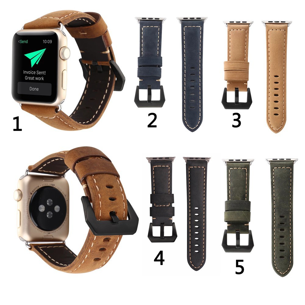 Dây đeo bằng da giả phong cách cổ điển cho đồng hồ thông minh Apple Watch Series 6 SE 5 4 3 2 1 38mm 42mm 40mm 44mm