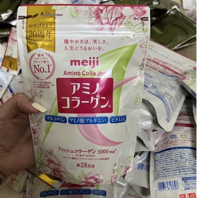 Collagen meiji amino dạng bột gói màu hồng