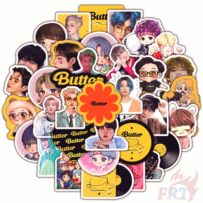 Bộ 50 miếng dán chống thấm nước trang trí vali laptop / ván trượt họa tiết hoạt hình Bt21 01