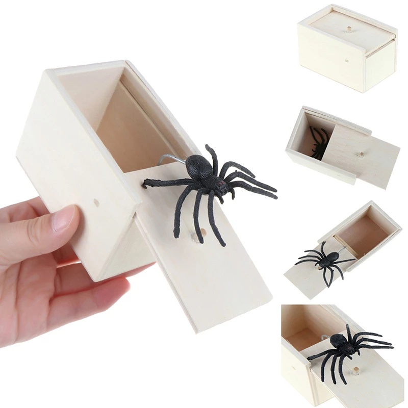 Hộp Gỗ Hình Nhện Handmade Trang Trí Halloween