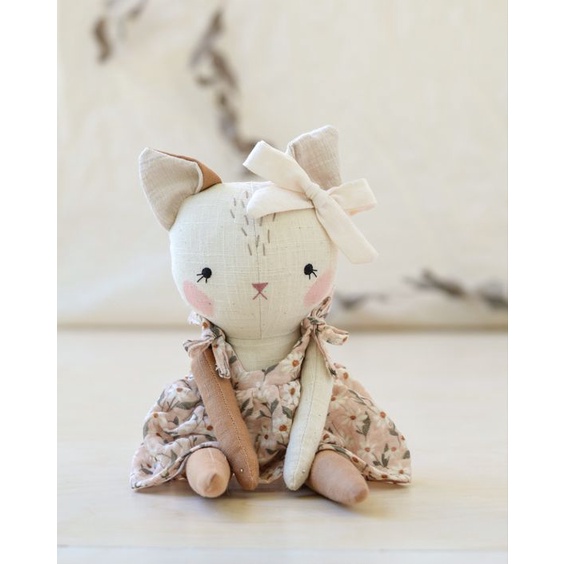 Kit nguyên liệu may thú nhồi bông , thêu tay búp bê handmade - Diy tự làm búp bê đang yêu- MIE HANDMADE SHOP